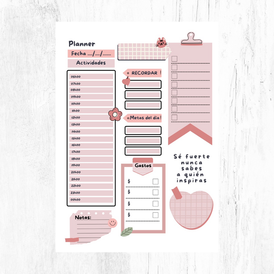 A5 daily planner refill pack for disc-bound system