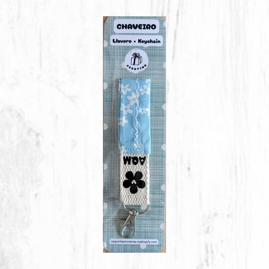 Cotton webbing and patterned fabric keychains (narrow)