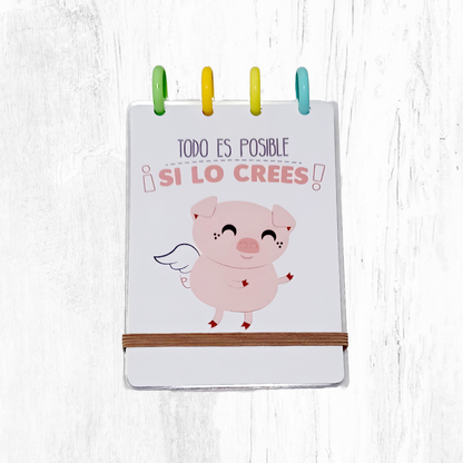 Libreta A6 sistema de discos - cerditos