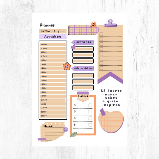 A5 daily planner refill pack for disc-bound system
