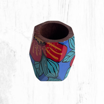 Hand-painted wooden mate gourd