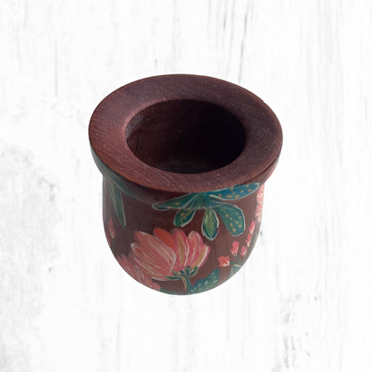 Hand-painted wooden mate gourd
