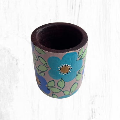 Hand-painted wooden mate gourd