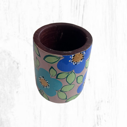 Hand-painted wooden mate gourd