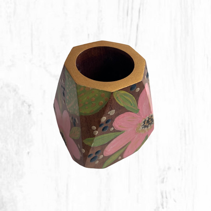 Hand-painted wooden mate gourd