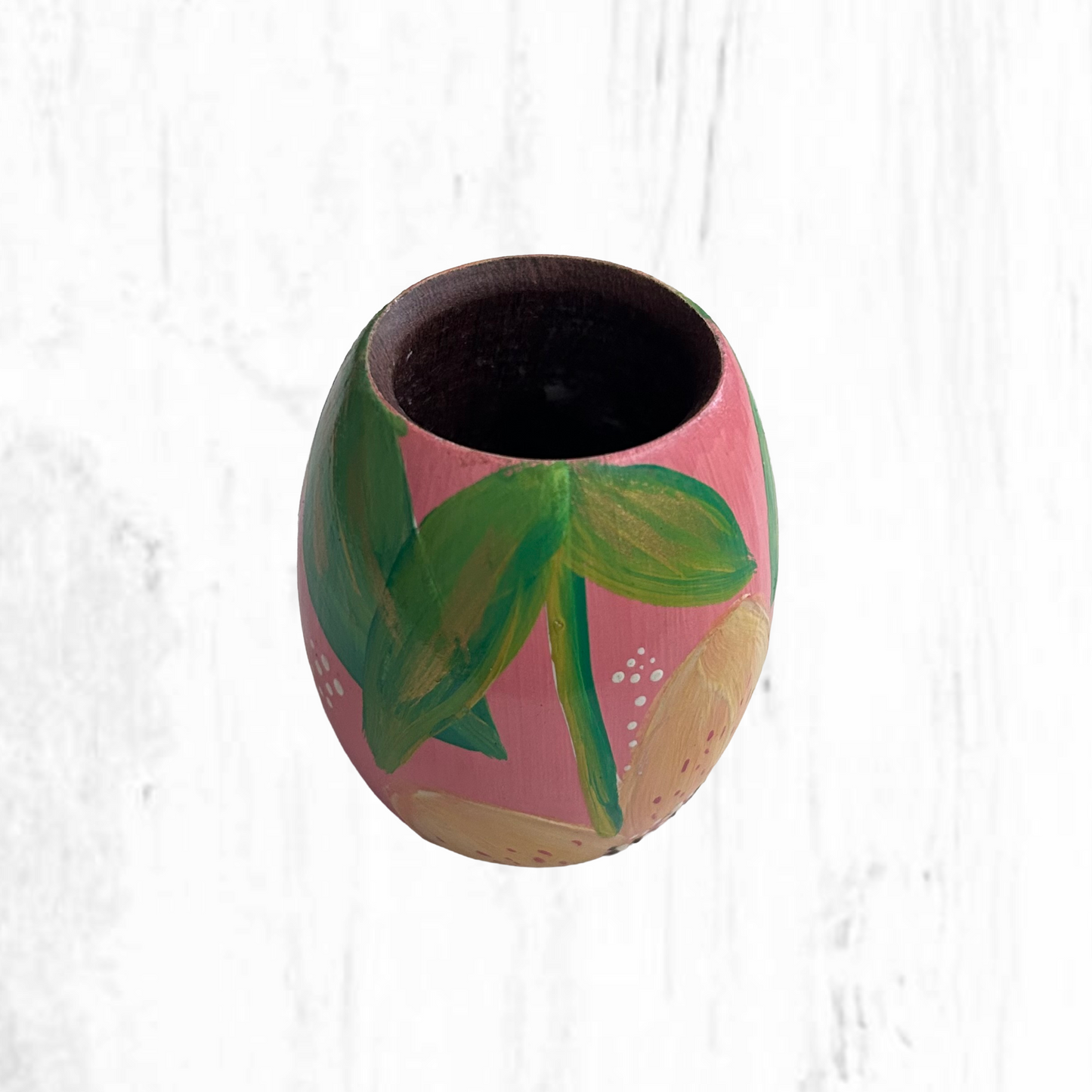 Hand-painted wooden mate gourd