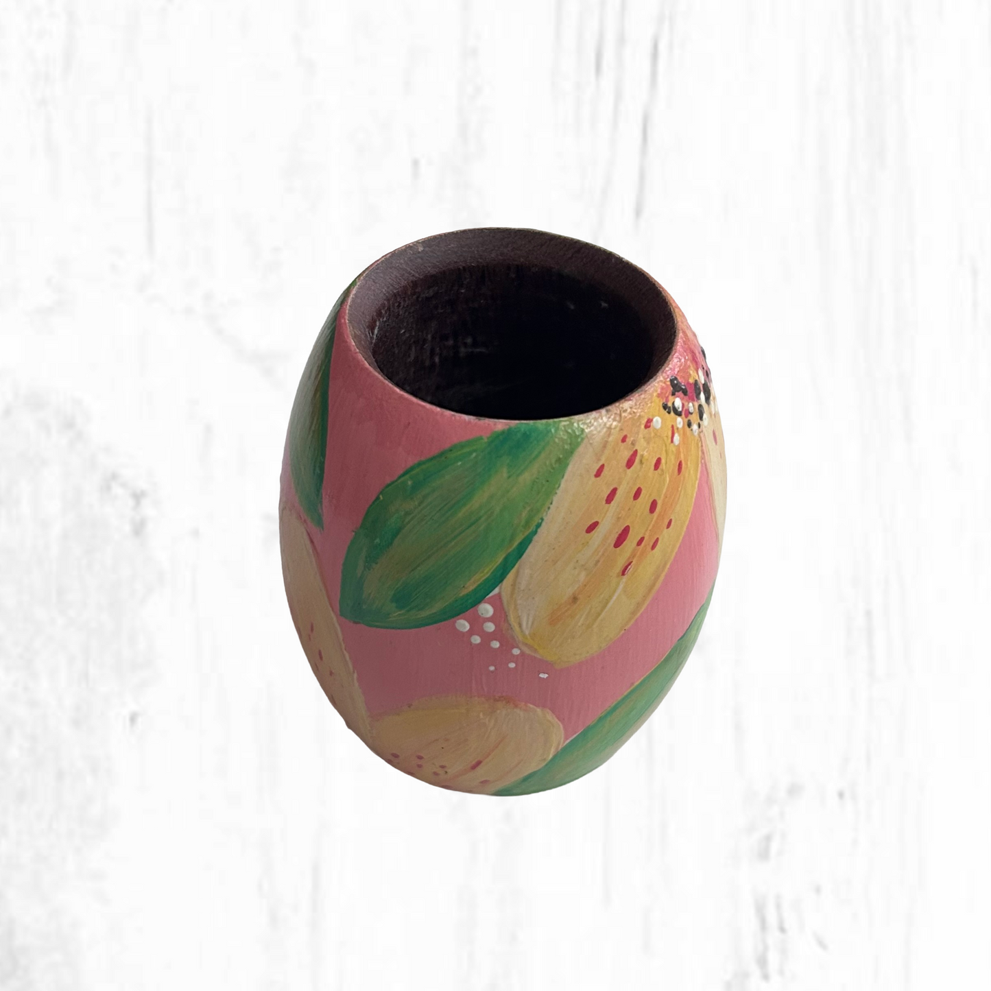 Hand-painted wooden mate gourd