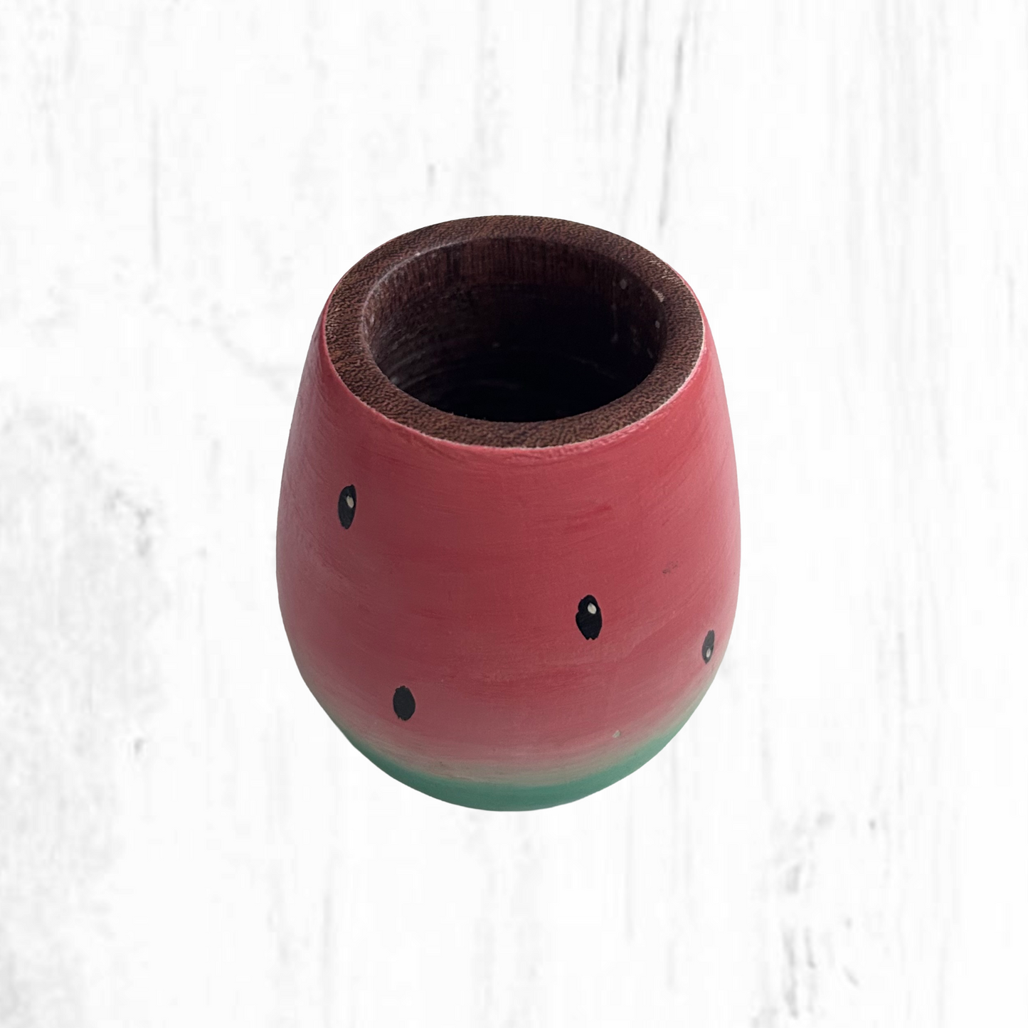 Hand-painted wooden mate gourd