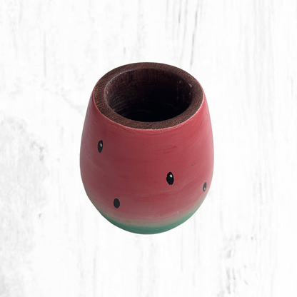 Hand-painted wooden mate gourd