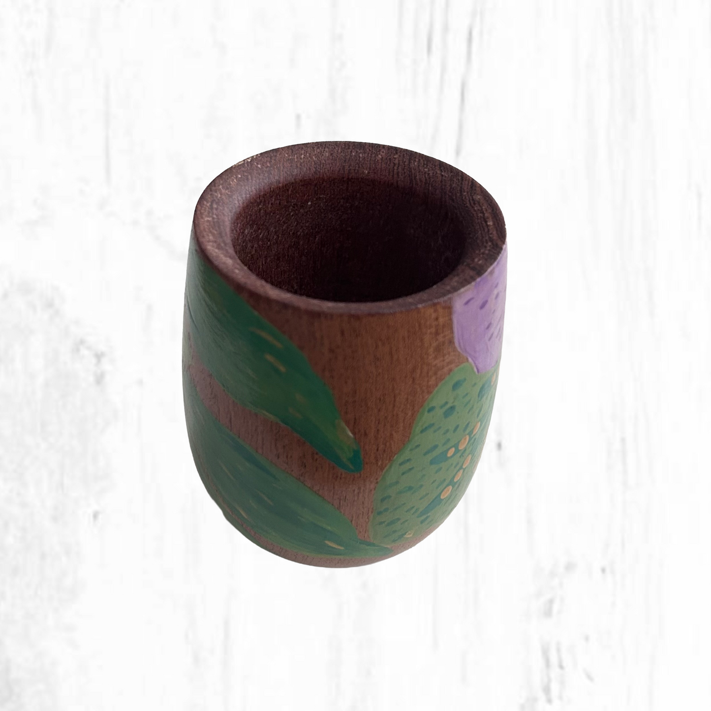 Hand-painted wooden mate gourd