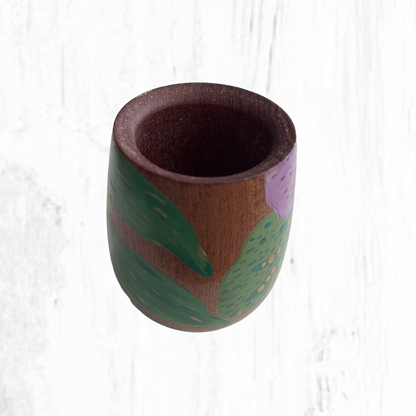 Hand-painted wooden mate gourd