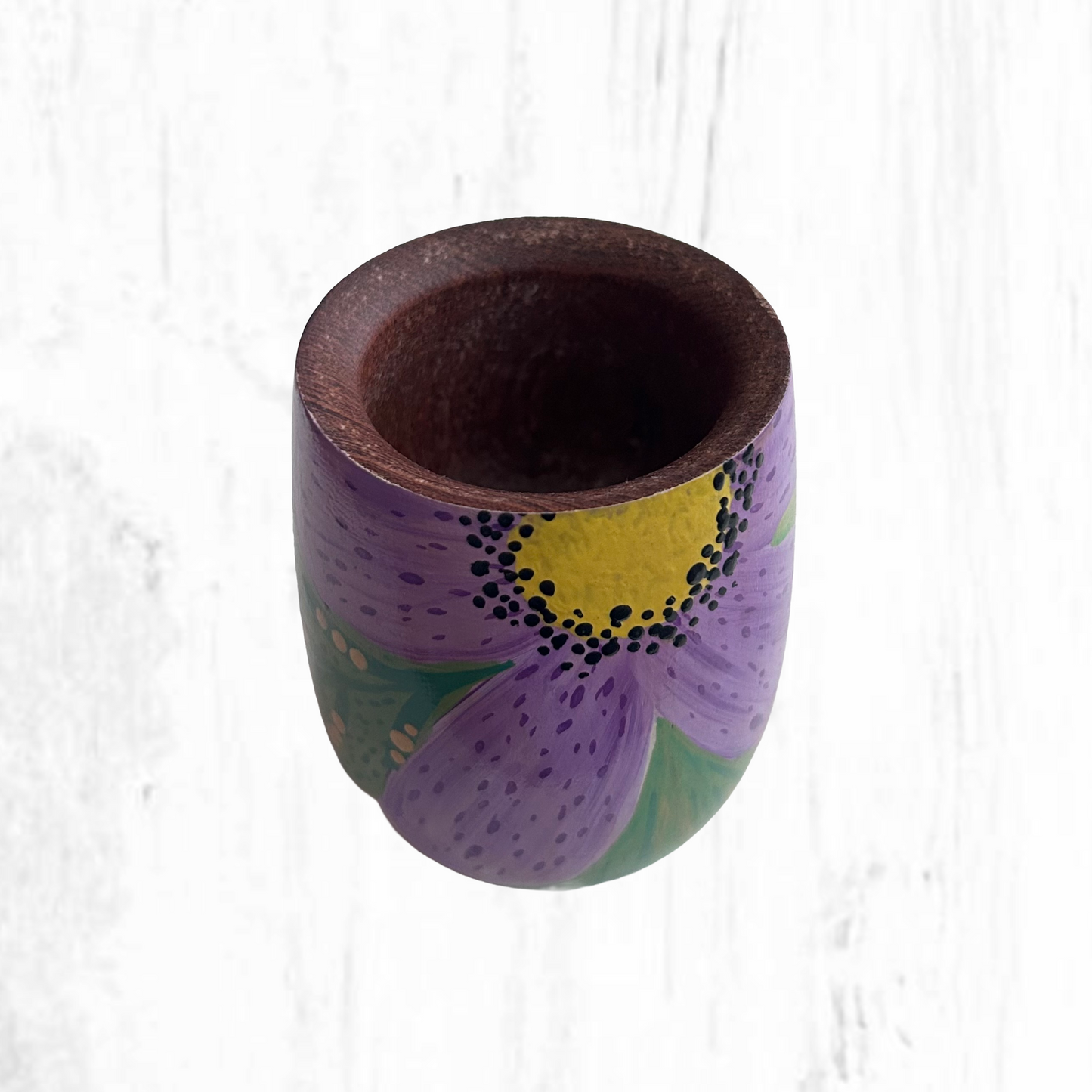 Hand-painted wooden mate gourd