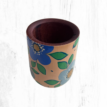 Hand-painted wooden mate gourd