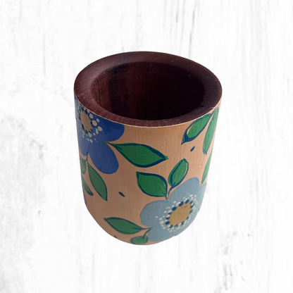 Hand-painted wooden mate gourd