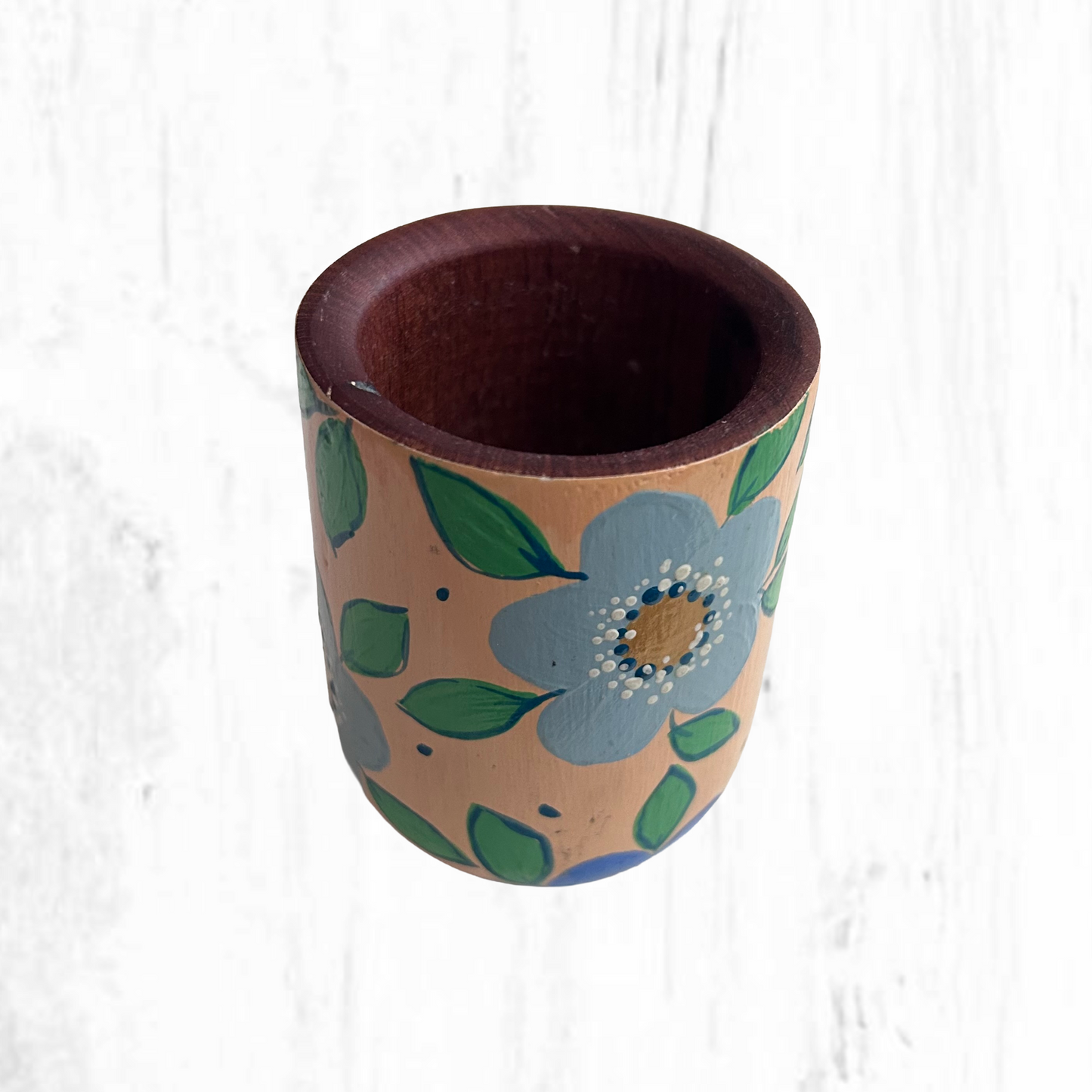 Hand-painted wooden mate gourd
