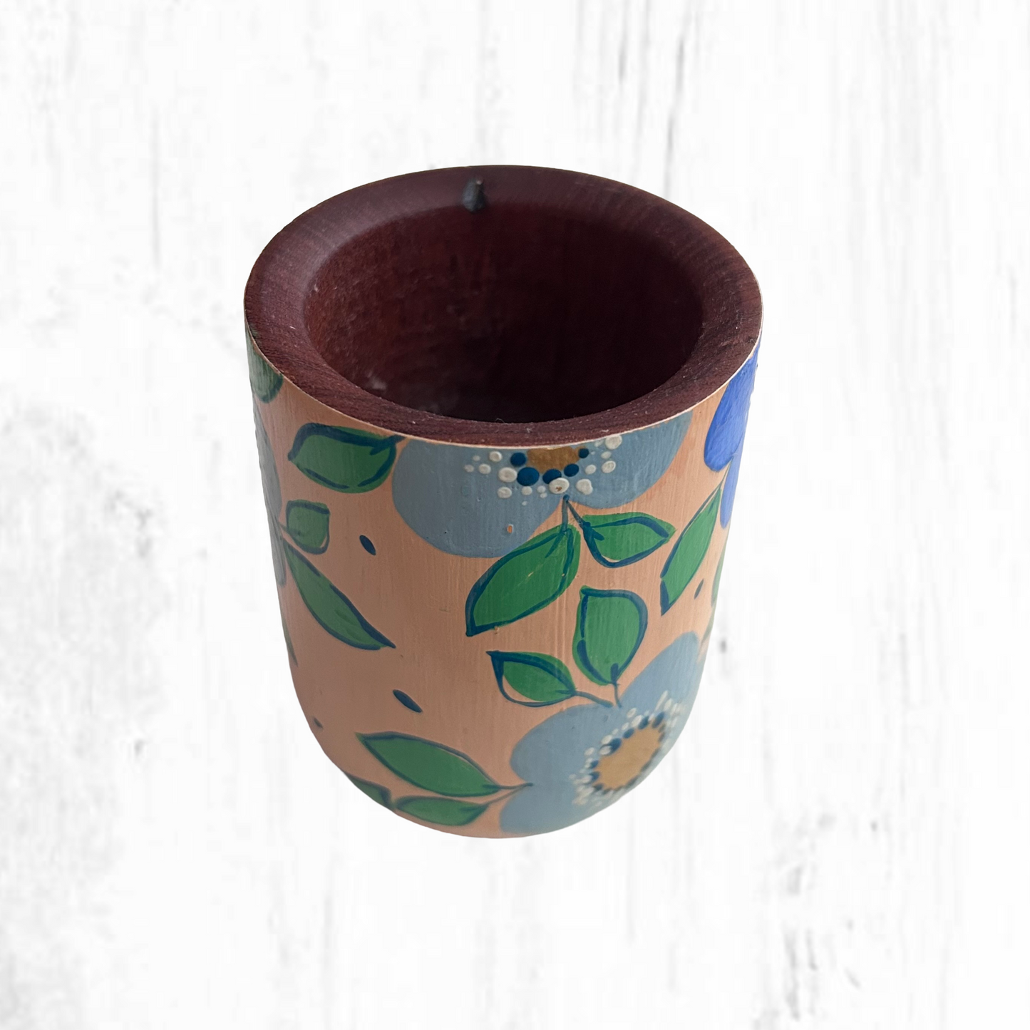 Hand-painted wooden mate gourd