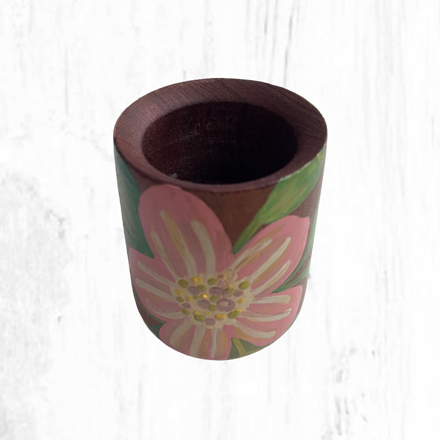 Hand-painted wooden mate gourd