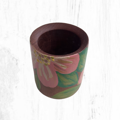 Hand-painted wooden mate gourd