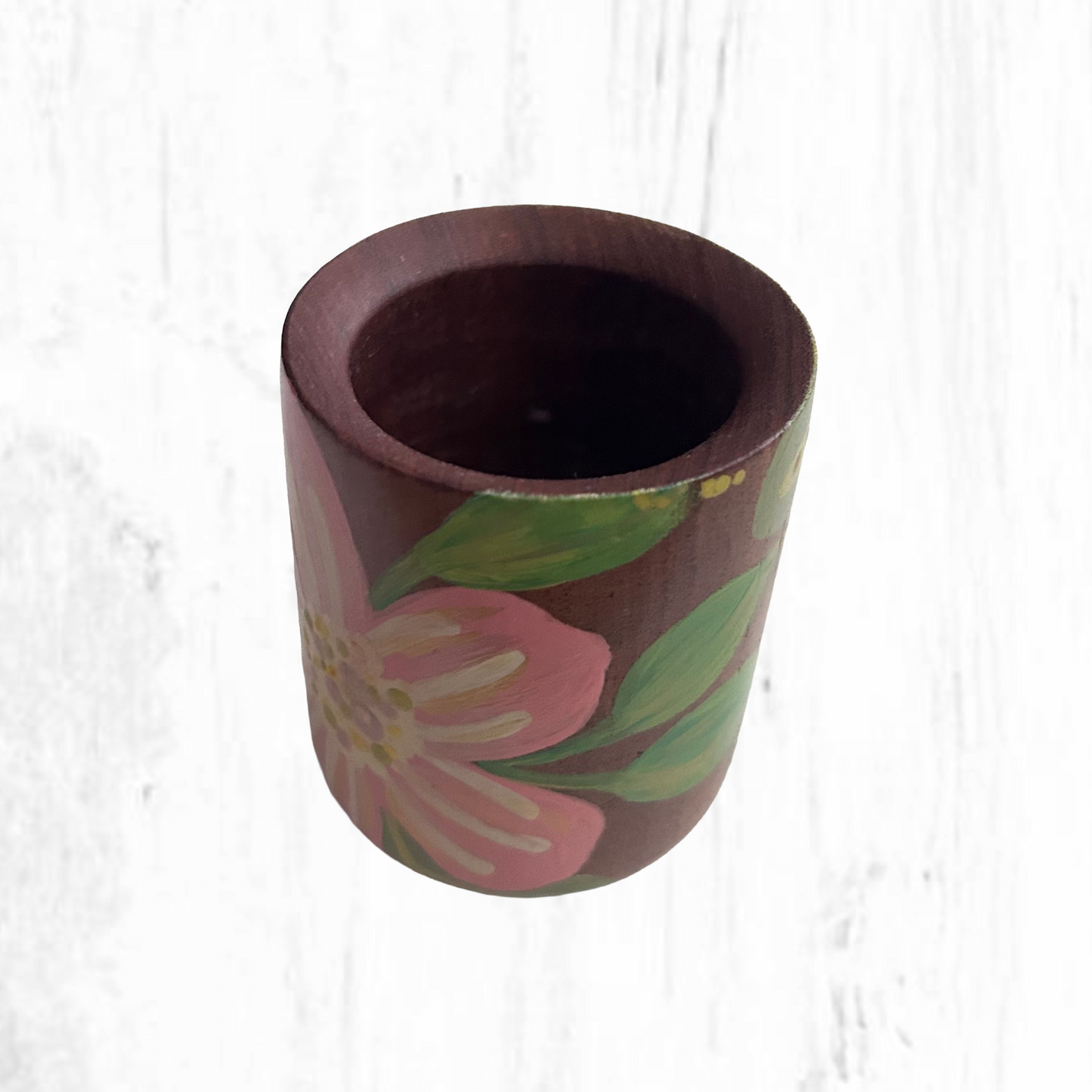 Hand-painted wooden mate gourd