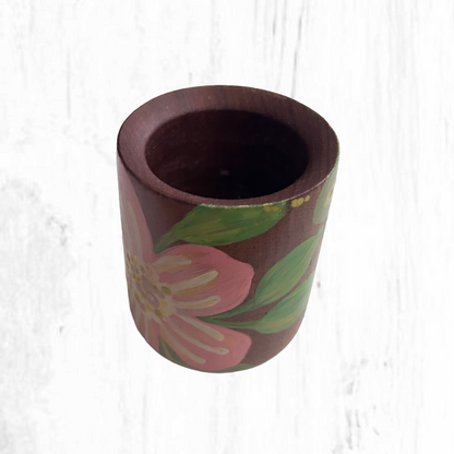 Hand-painted wooden mate gourd