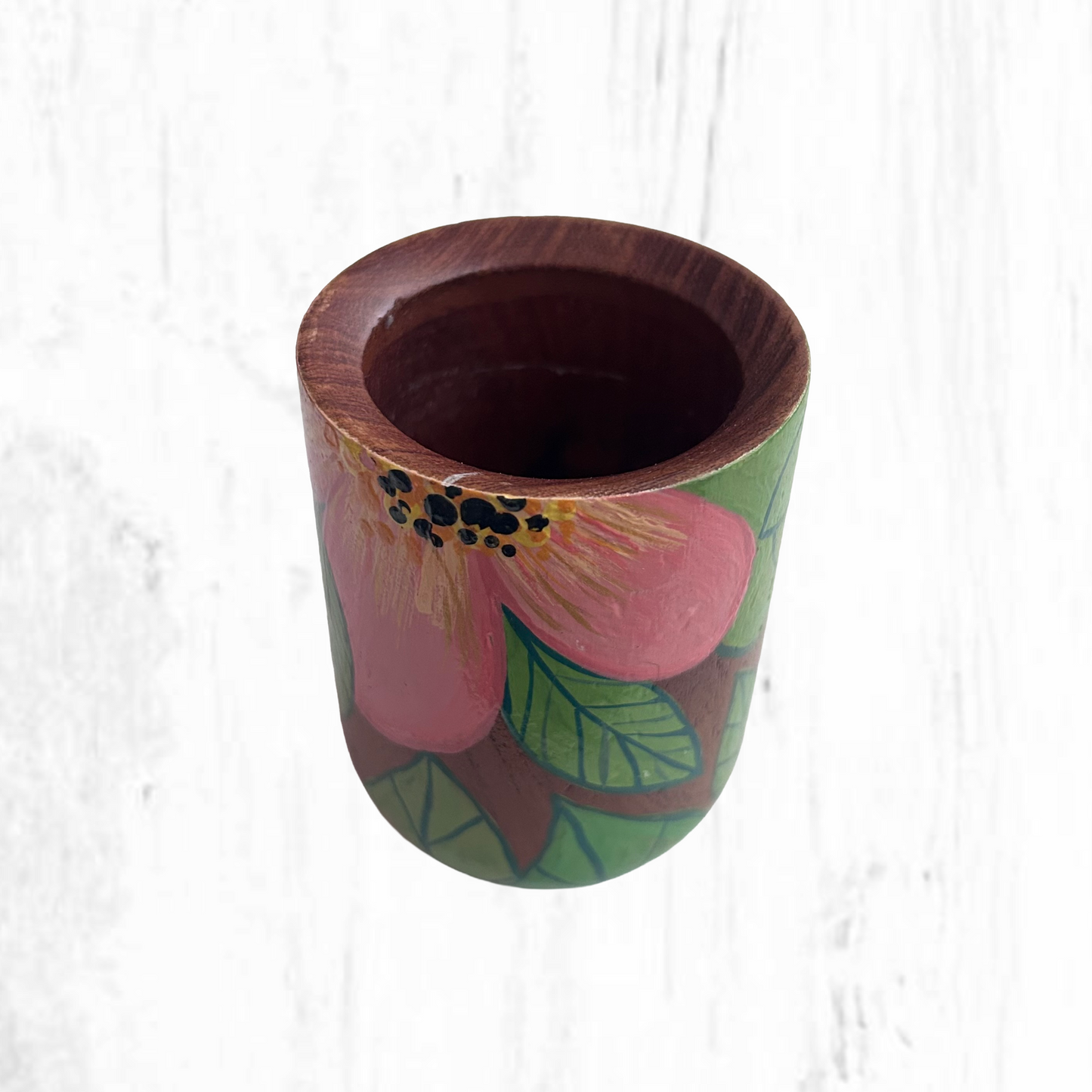 Hand-painted wooden mate gourd
