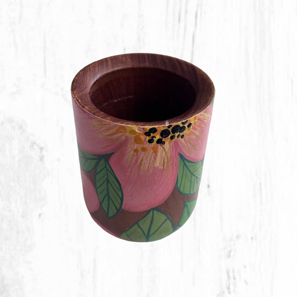 Hand-painted wooden mate gourd