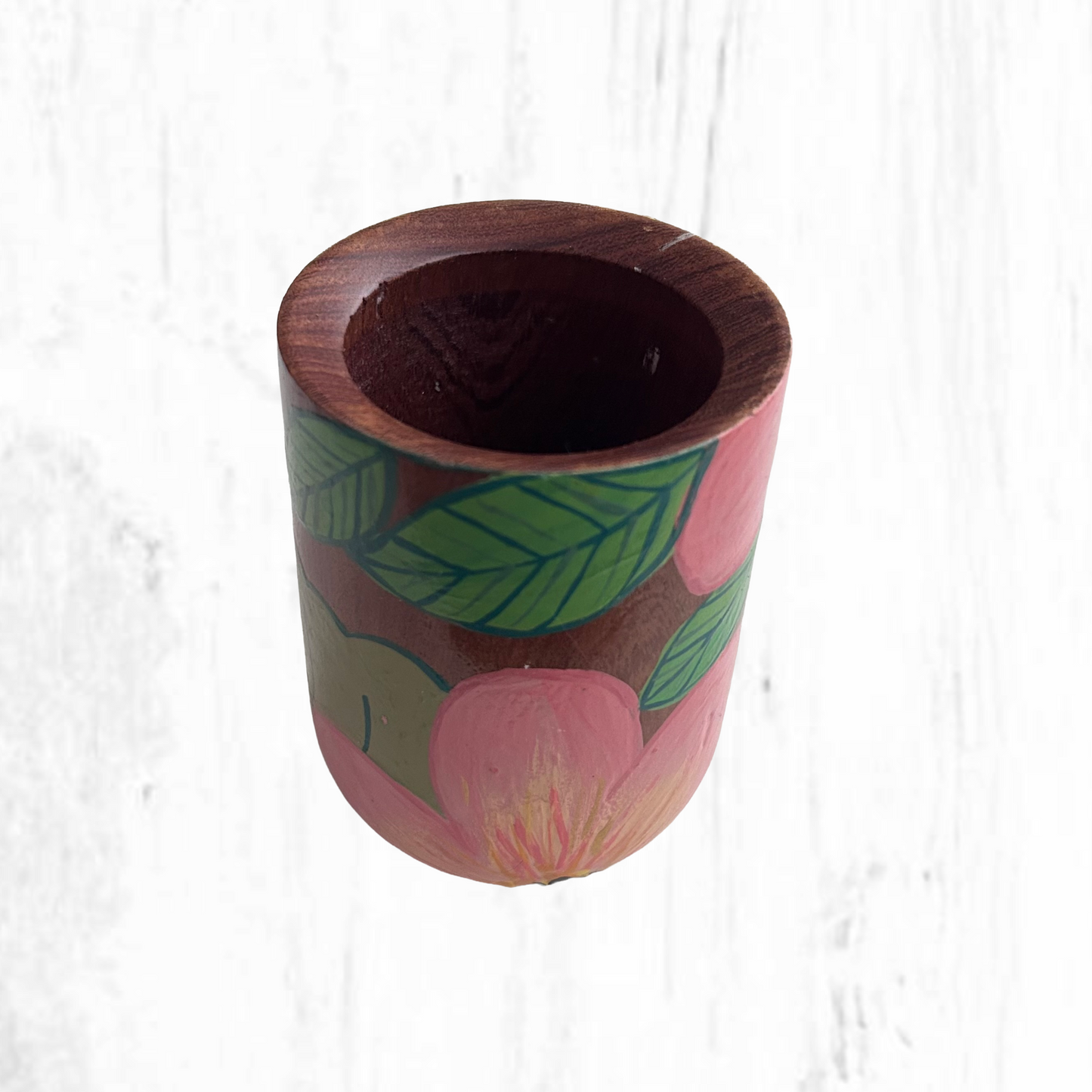 Hand-painted wooden mate gourd