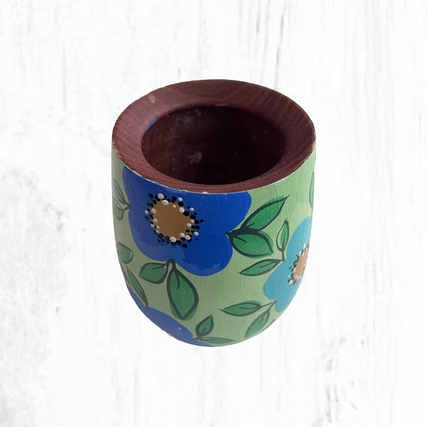 Hand-painted wooden mate gourd