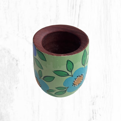 Hand-painted wooden mate gourd