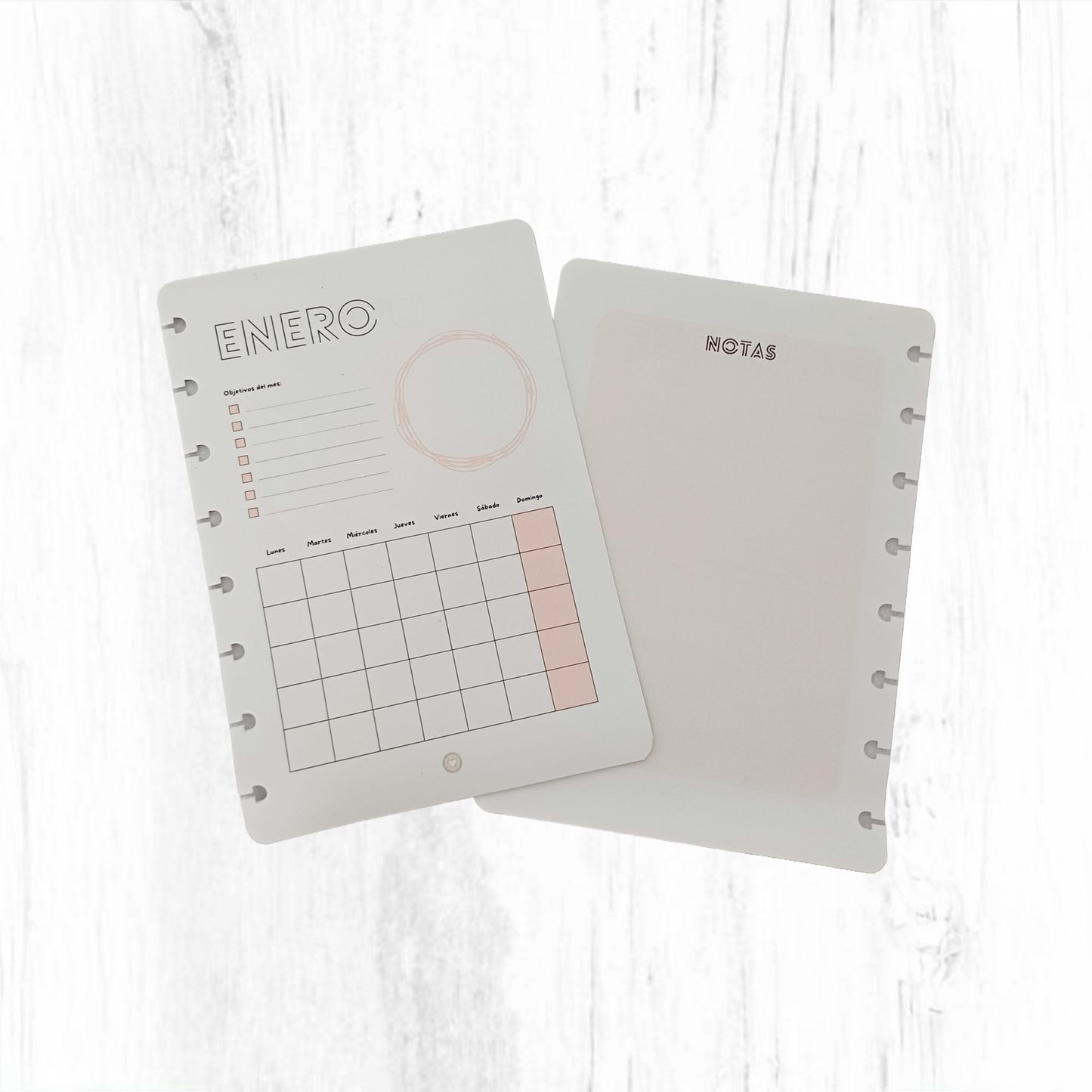 Planner mensual rosa A5
