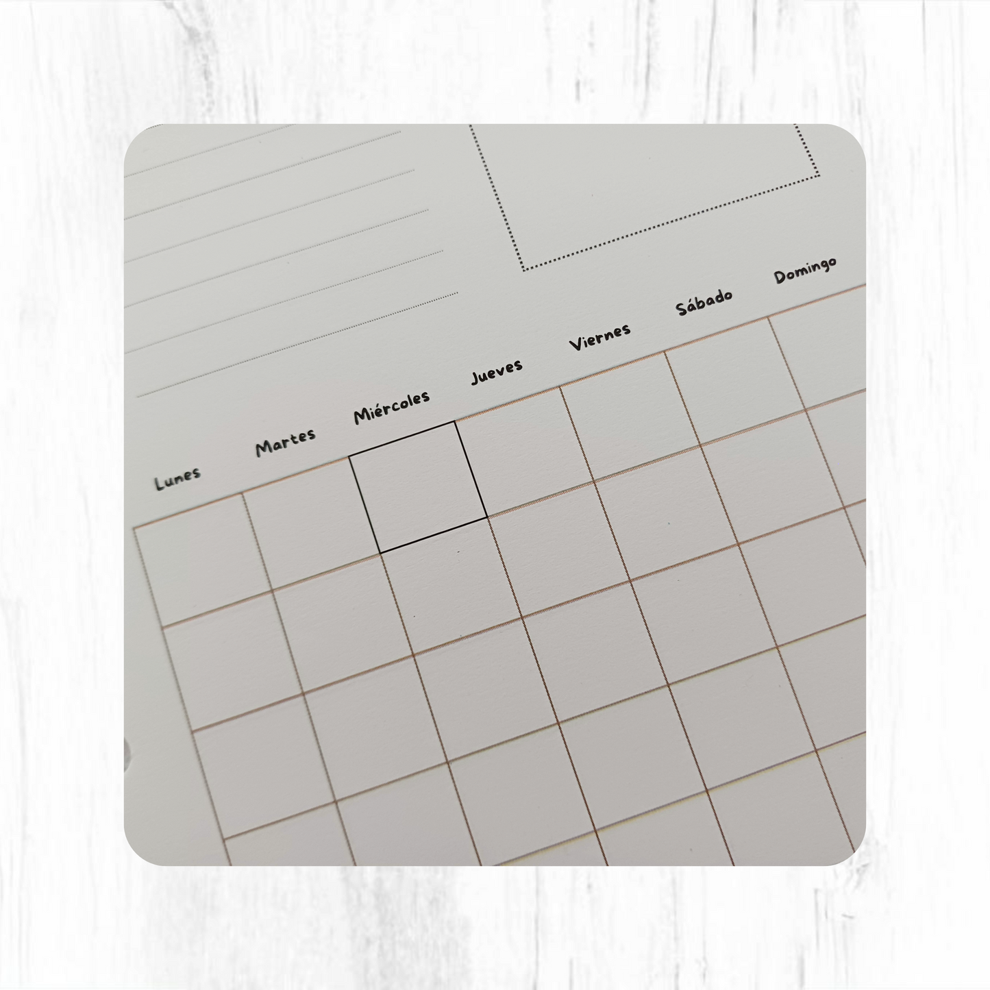 Planner mensual perpetuo blanco y negro A5