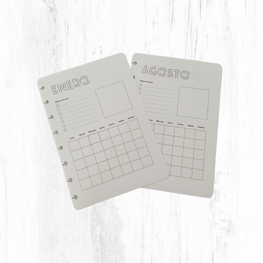 Perpetual A5 black and white monthly planner