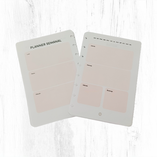 Juego de planificadores semanal y de horarios tono rosa A5