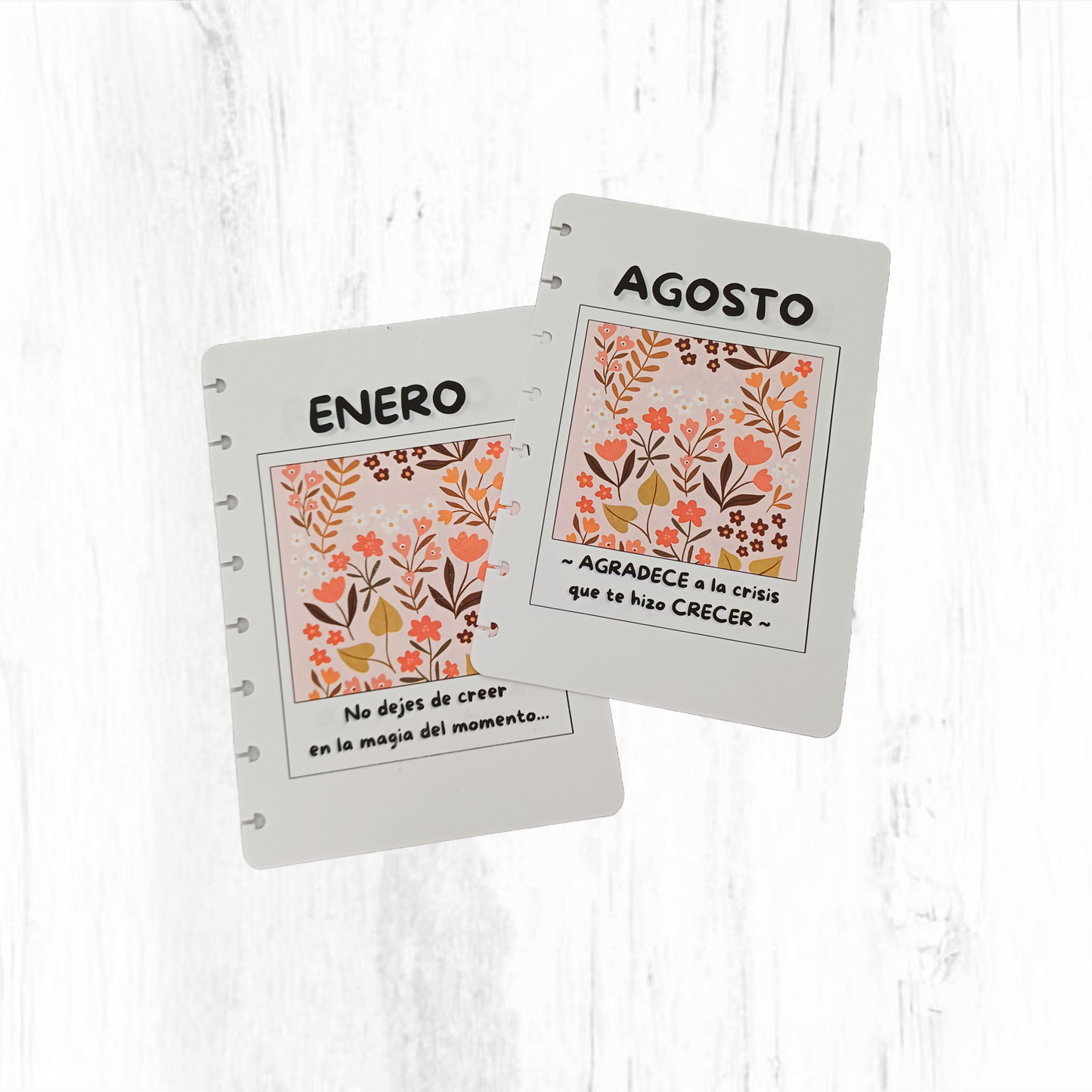 Separadores mensuales A5 con frase florales