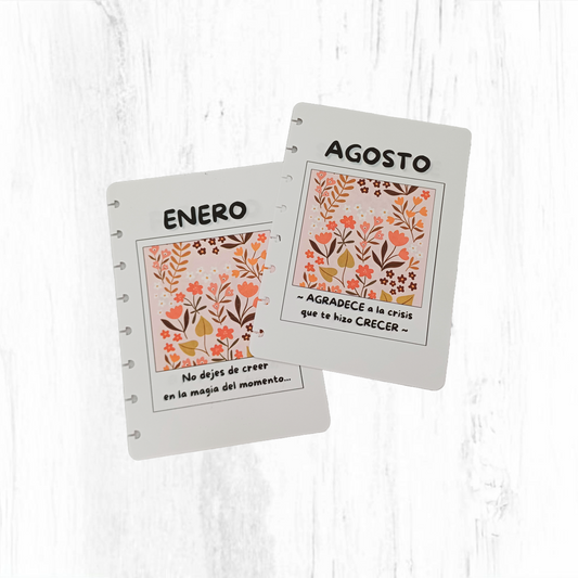 A5 Monthly Dividers with Floral Phrases