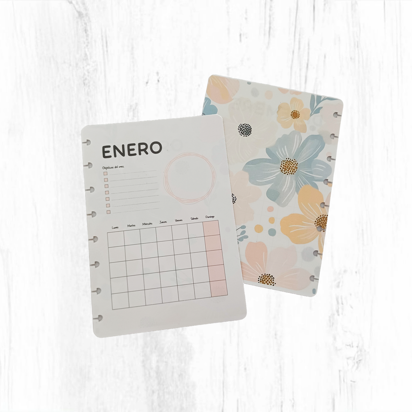 Planner mensual para 1 año tamaño A5 con estampado floral