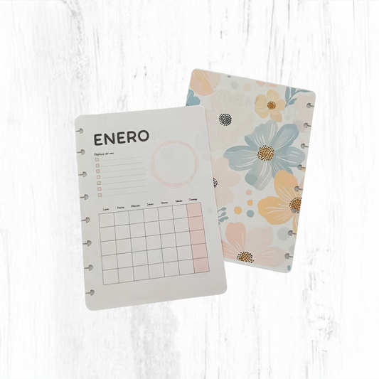Monthly planner for 1 year A5 size with floral print