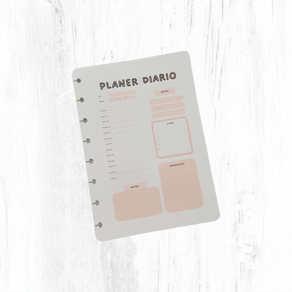 Planner diario A5 rosa para 1 mes