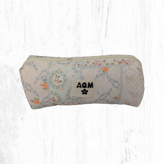 Quilted patterned fabric pencil case